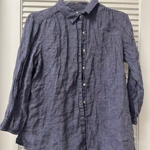 SIGRID OLSEN✨Women's Lightweight Button-Down Shirt in Slate Blue✨large✨100%linen